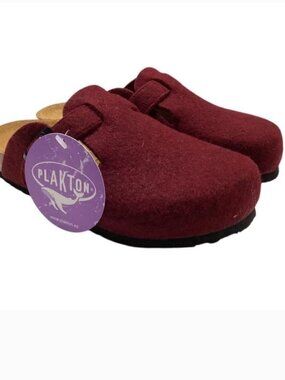 Plakton Clogs Women 6.5 37 Red Blogg Felted Wool Cork Slip On Soft Footbed NEW